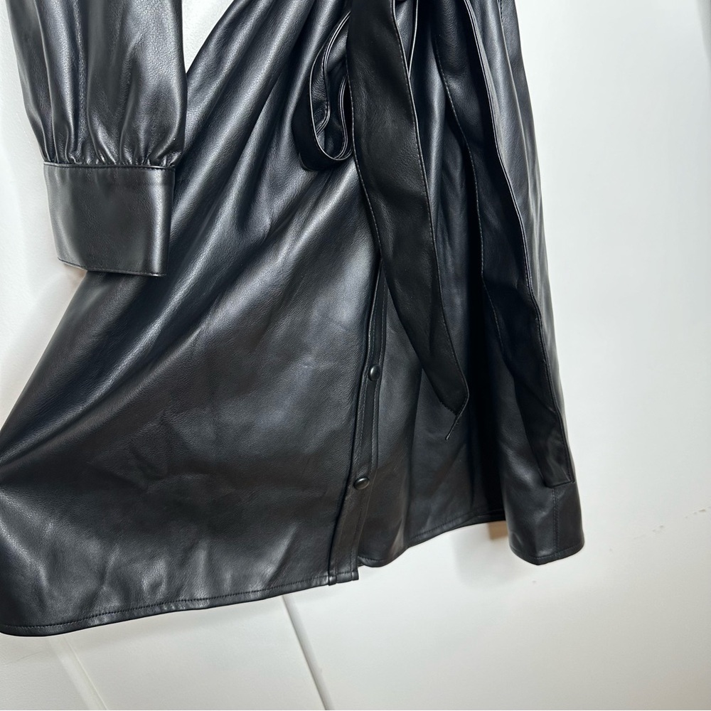 NWT Nic+Zoe Womens Black Faux Leather Knee Length Shirtdress Size Large and XL - Picture 9 of 11